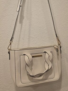 Steve Madden Cream Braided-Handle Bmarina Crossbody with Gold Hardware